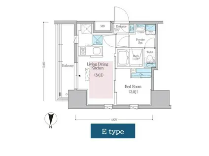 アーバネックス蔵前レジデンス(1LDK/9階)の間取り写真