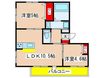 オリヴィエ壱番館(2LDK/3階)の間取り写真