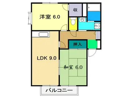 ラピスハイネス(2LDK/2階)の間取り写真