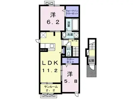 フェリス ルガール I(2LDK/2階)の間取り写真