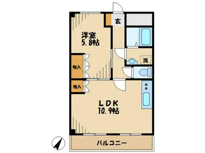 アローウェルス(1LDK/1階)の間取り写真