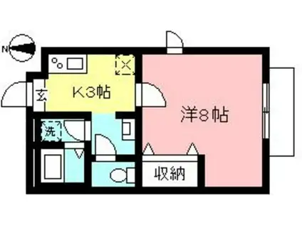 サンリヴェール(1K/2階)の間取り写真