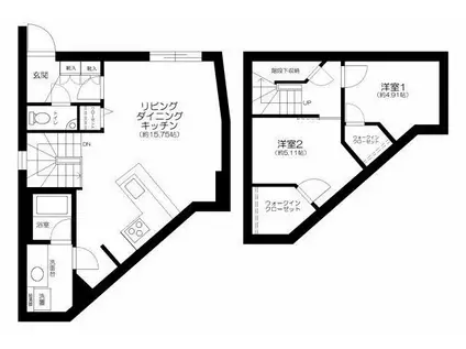 APARTMENT小石川後楽園(2LDK/1階)の間取り写真