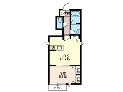 MKハイツ(1LDK/1階)の間取り写真