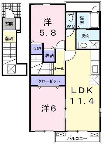 パノラマ(2LDK/2階)の間取り写真