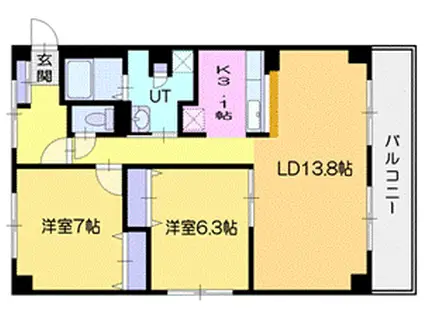 プレシャスガーデン新札幌(2LDK/3階)の間取り写真