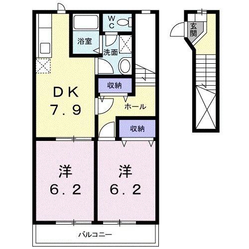ルーラルタウンA(2DK/2階)の間取り写真