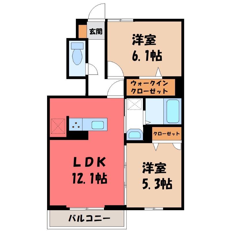 ノーブルシャインC(2LDK/1階)の間取り写真