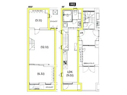 TS RESIDENCE 白金高輪(3LDK/1階)の間取り写真