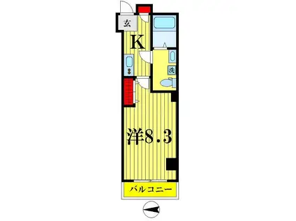 フェルクルール押上(1K/4階)の間取り写真