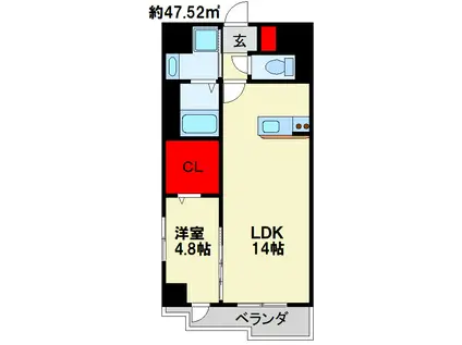 CREWS.REINE(1LDK/6階)の間取り写真