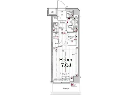 メイクスデザイン大井町(1K/2階)の間取り写真
