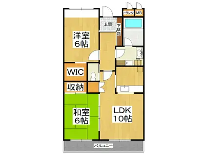 アディナス武蔵浦和(2LDK/5階)の間取り写真