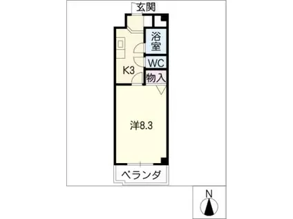 ロイヤル勝川(1K/3階)の間取り写真