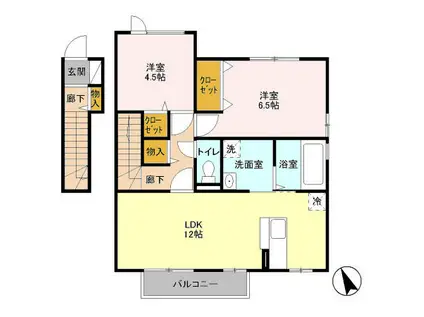 小田急小田原線 本厚木駅 バス乗車時間：39分 最寄りバス停で下車 徒歩7分 2階建 築17年(2LDK/2階)の間取り写真