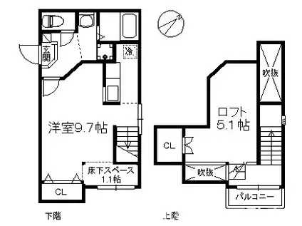 パークサイド千早(ワンルーム/1階)の間取り写真