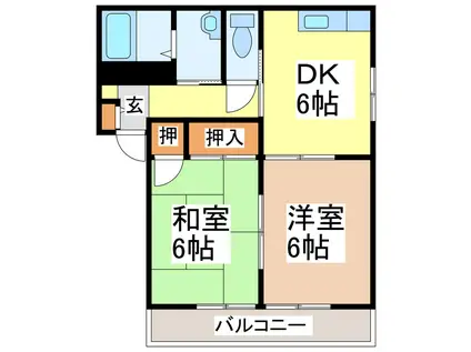 プリムヴェール  C棟(2DK/1階)の間取り写真