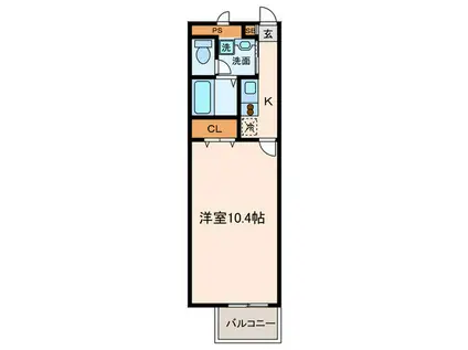 アンプルールフェールKOKI(1K/3階)の間取り写真