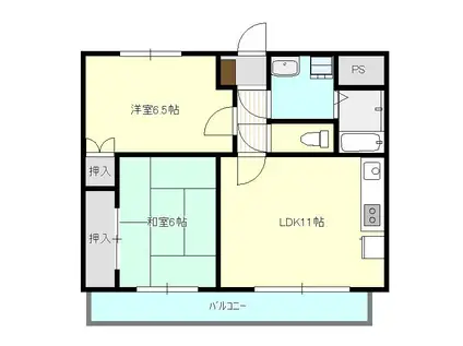 マンション曽根本 II(2LDK/1階)の間取り写真