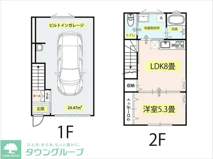 吉川ガレージハウスR2(1LDK/1階)の間取り写真