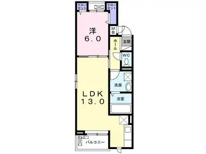 ARDOR(1LDK/2階)の間取り写真