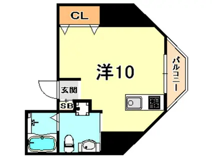 シティフラット六甲道(ワンルーム/3階)の間取り写真