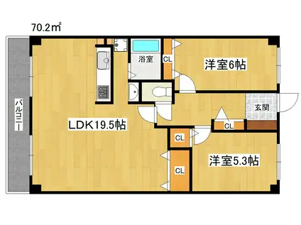 CUREZZA瀬田西(2LDK/7階)の間取り写真