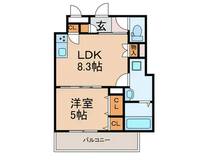 クリエオーレ藤阪中町II(1LDK/2階)の間取り写真