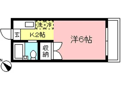 ヴィラ藤II(1K/3階)の間取り写真