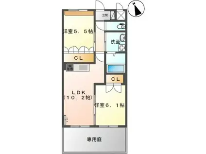 アイリスコート白石(2LDK/1階)の間取り写真