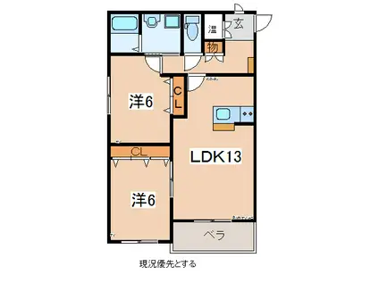 アリビオ22TAMURA(2LDK/1階)の間取り写真