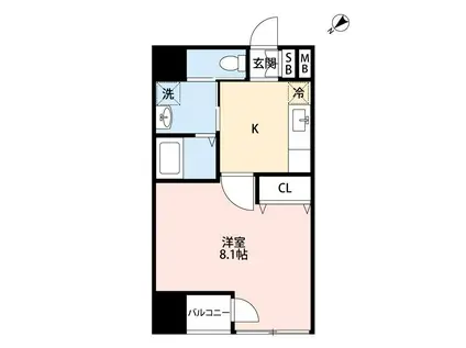 SERES桜町(1K/2階)の間取り写真