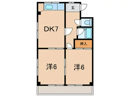 ジョンメゾン小浜(2DK/3階)の間取り写真