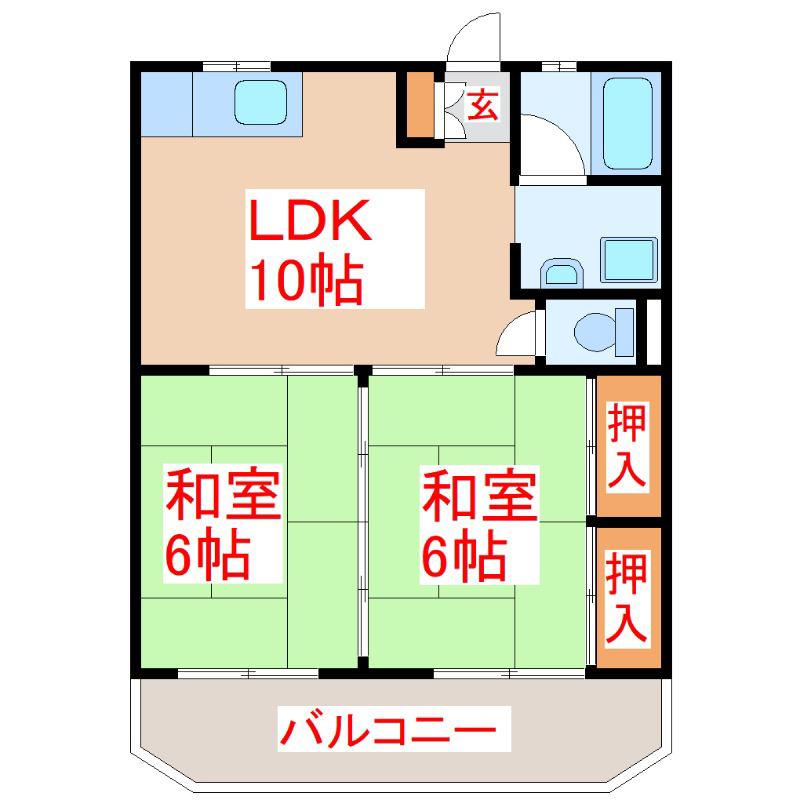 メゾンドール伊地知(2LDK/3階)の間取り写真