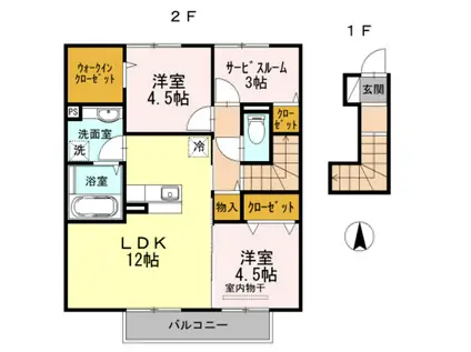 エスペランサ平野Α(2SLDK/2階)の間取り写真
