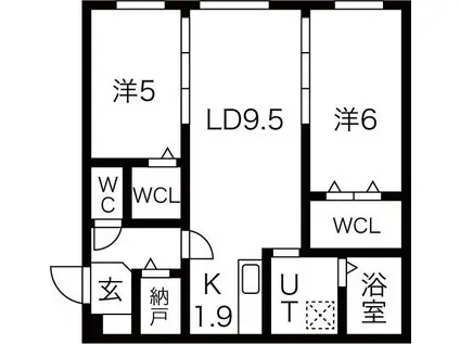 ペシェ東札幌(2LDK/3階)の間取り写真