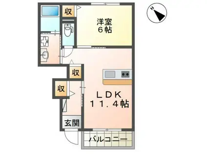 LETOILE(1LDK/1階)の間取り写真