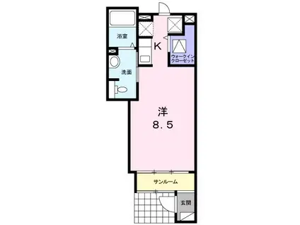 フロッグス リープ(1K/1階)の間取り写真