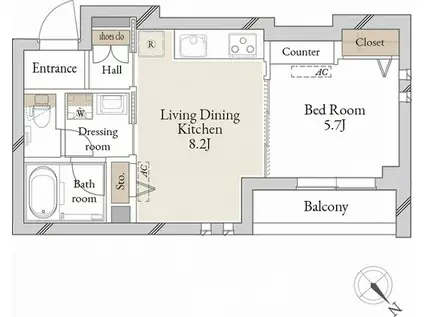 PLUME RESIDENCE 池袋(1LDK/3階)の間取り写真