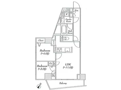 LUMIEC BUNKYO SENGOKU (2LDK/4階)の間取り写真