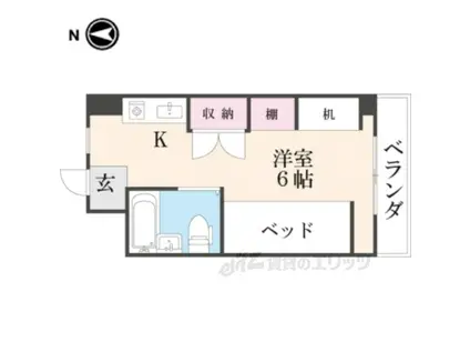 シャンクレール奈良(ワンルーム/1階)の間取り写真