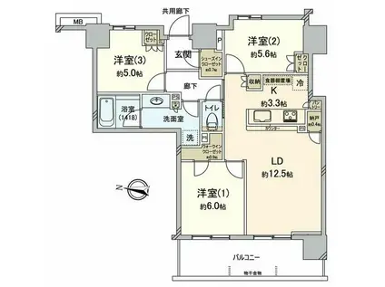 パークシティ柏の葉キャンパス ザ・ゲートタワーイースト(3LDK/29階)の間取り写真