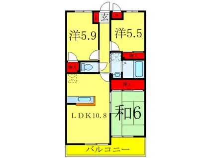 ソレイユモトニ(3LDK/1階)の間取り写真