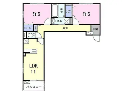 アネックス久我の社六番館(2LDK/2階)の間取り写真