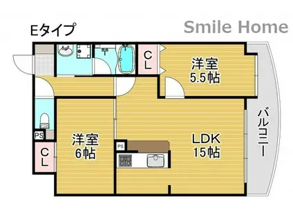 フェルザ住之江公園(2LDK/10階)の間取り写真