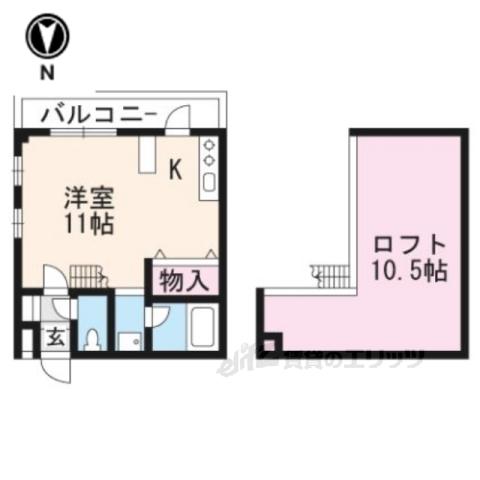 ロフティ松ヶ崎(1K/1階)の間取り写真
