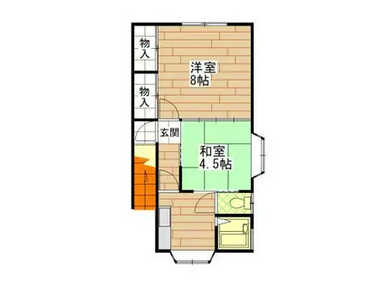 ハイツ雪柳(2K/2階)の間取り写真