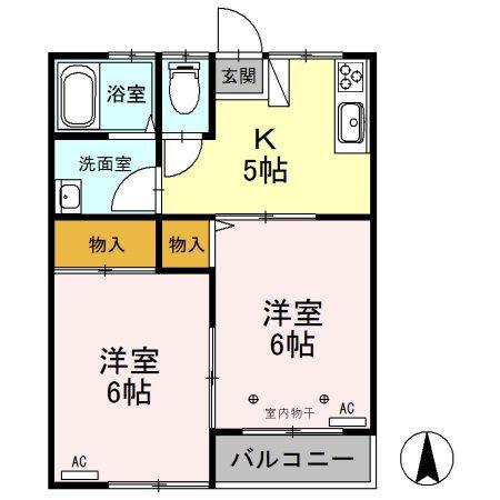 パールハウス B(2K/2階)の間取り写真