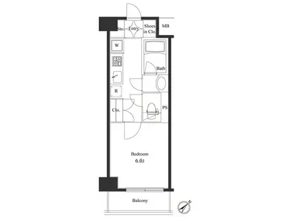 プライマル小石川(1K/6階)の間取り写真
