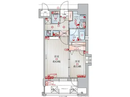 アクタス福岡県庁前グラシア(2K/3階)の間取り写真